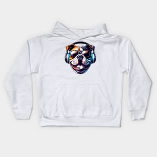 American Bulldog Smiling DJ: Rhythms and Shades Unleashed Kids Hoodie